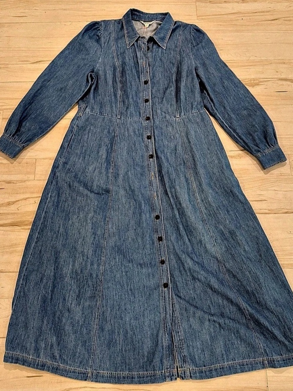 NWT Boden Denim Shirt Dress Midi Women’s 14R Blue Button Front